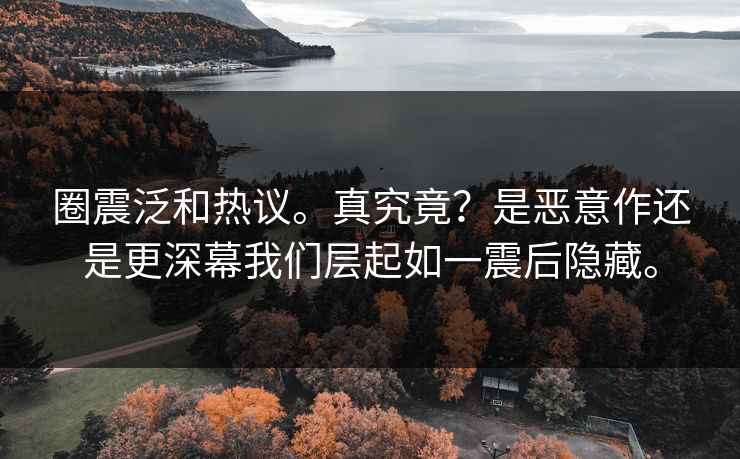 圈震泛和热议。真究竟？是恶意作还是更深幕我们层起如一震后隐藏。