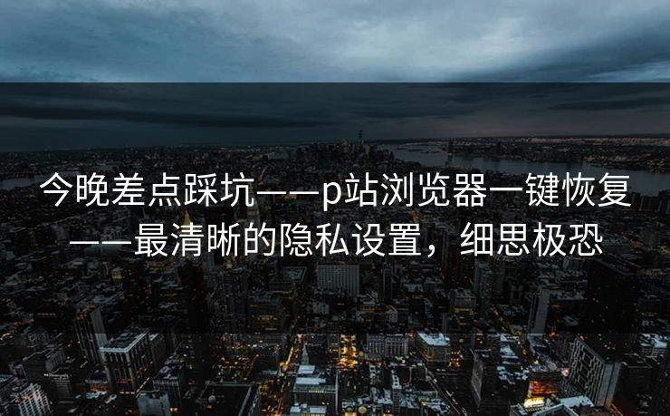 今晚差点踩坑——p站浏览器一键恢复——最清晰的隐私设置，细思极恐